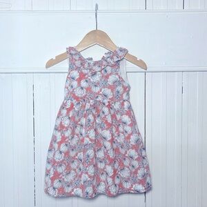 BABYCOTTONS EUC 100% Peruvian Pima Cotton Ruffle Collar Floral Print Lined Dress